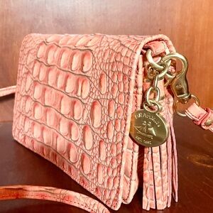 Brahmin Small Crossbody Bag Coral Embossed Leather
